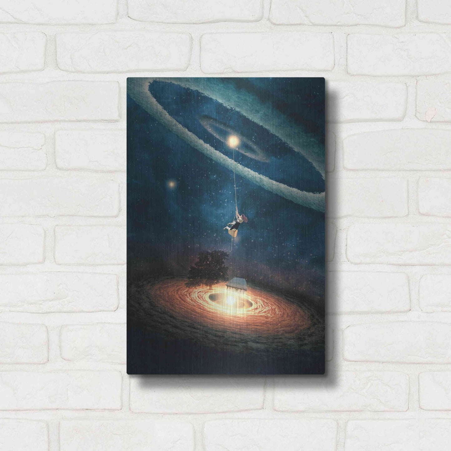 Luxe Metal Art 'My Dream House in Another Galaxy' by Paula Belle Flores, Metal Wall Art,12x16