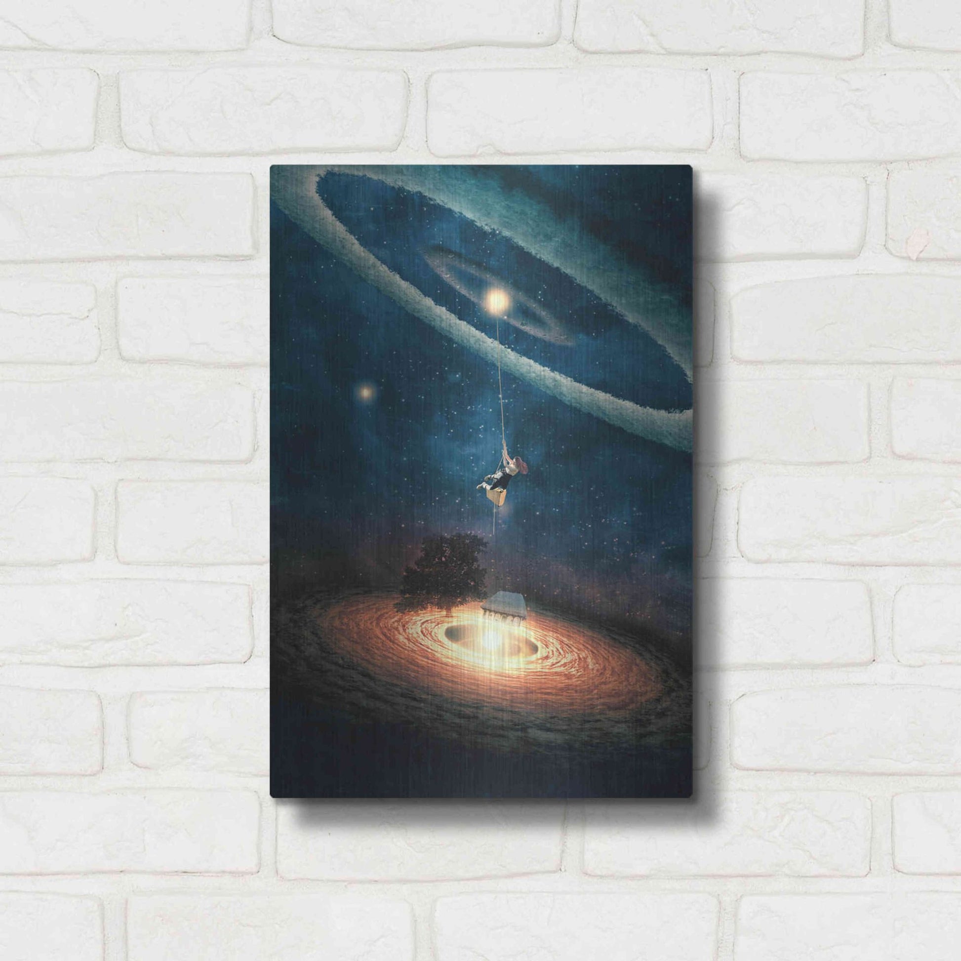 Luxe Metal Art 'My Dream House in Another Galaxy' by Paula Belle Flores, Metal Wall Art,12x16