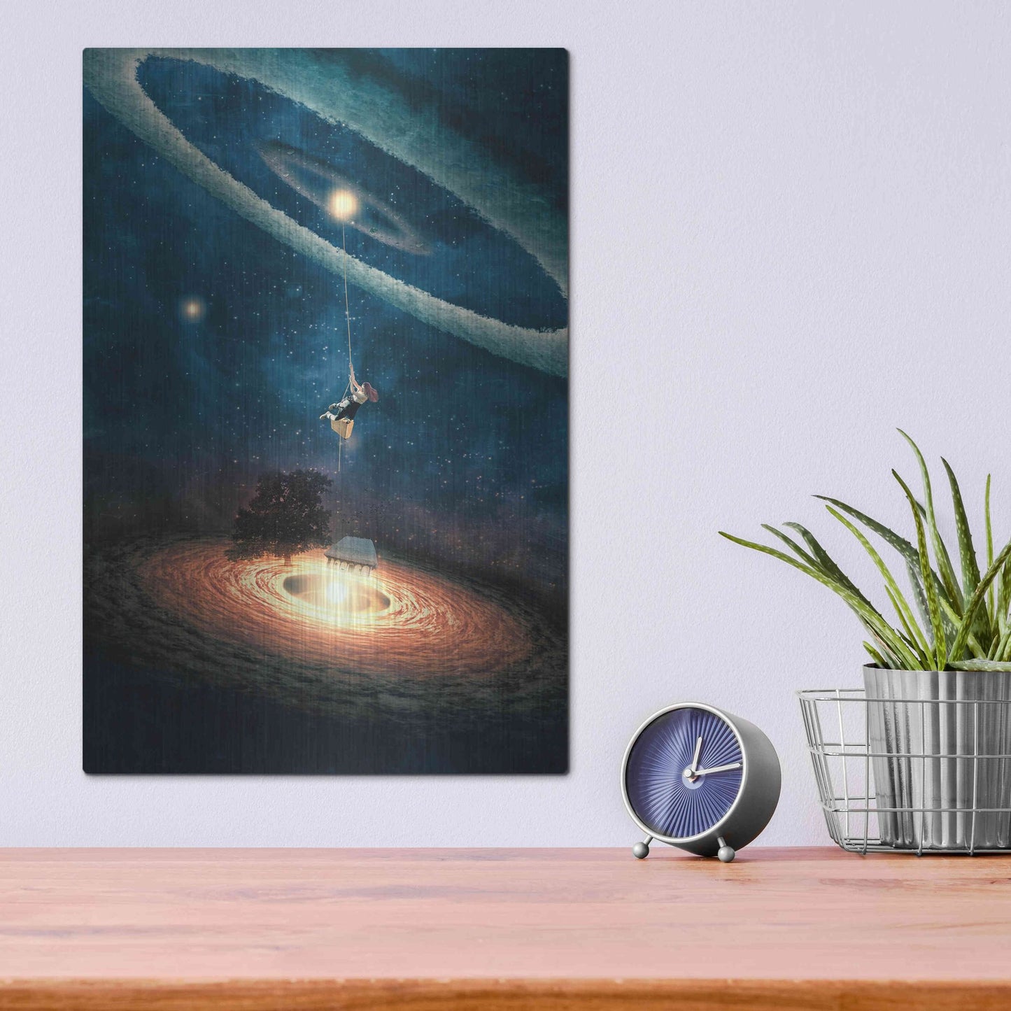 Luxe Metal Art 'My Dream House in Another Galaxy' by Paula Belle Flores, Metal Wall Art,12x16