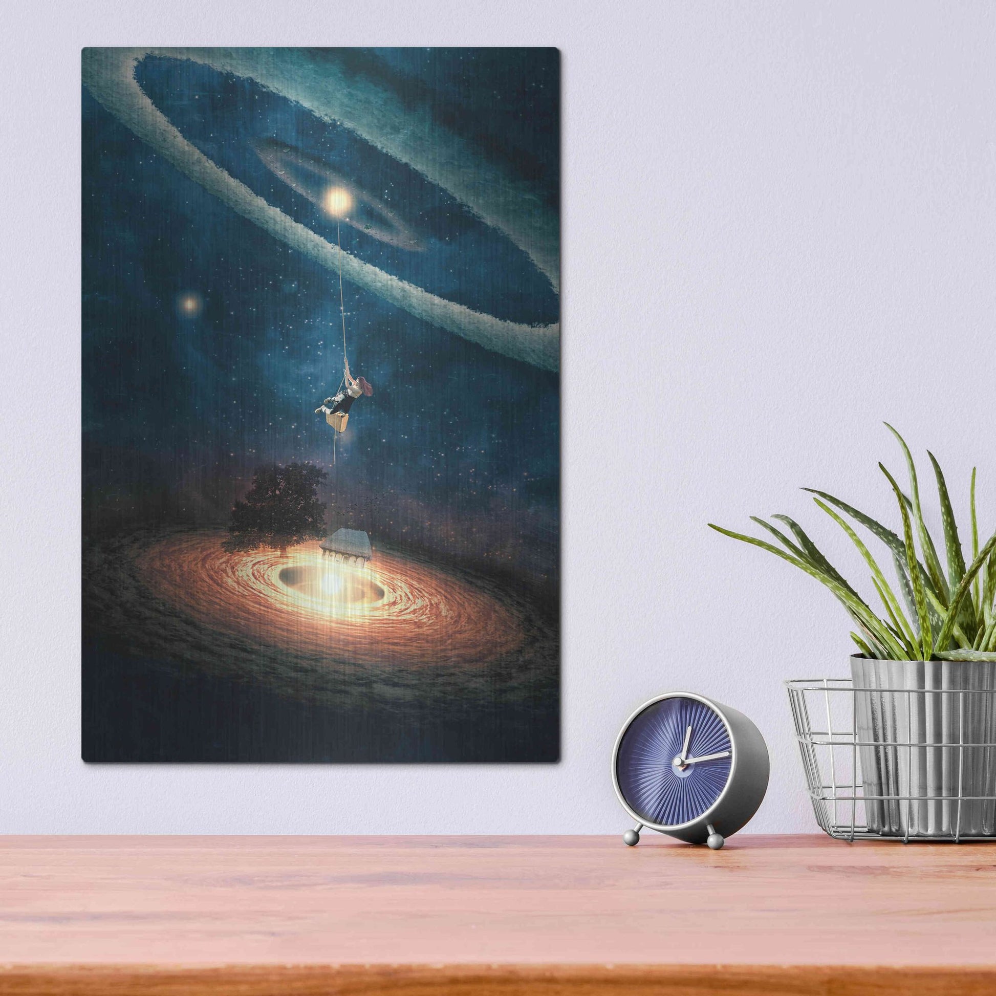 Luxe Metal Art 'My Dream House in Another Galaxy' by Paula Belle Flores, Metal Wall Art,12x16