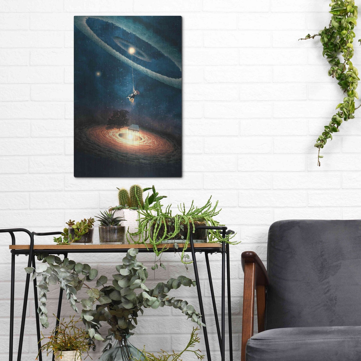 Luxe Metal Art 'My Dream House in Another Galaxy' by Paula Belle Flores, Metal Wall Art,12x16