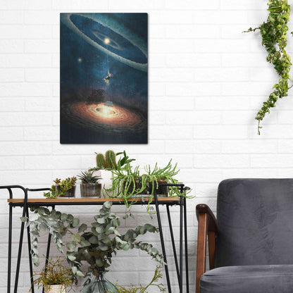Luxe Metal Art 'My Dream House in Another Galaxy' by Paula Belle Flores, Metal Wall Art,12x16