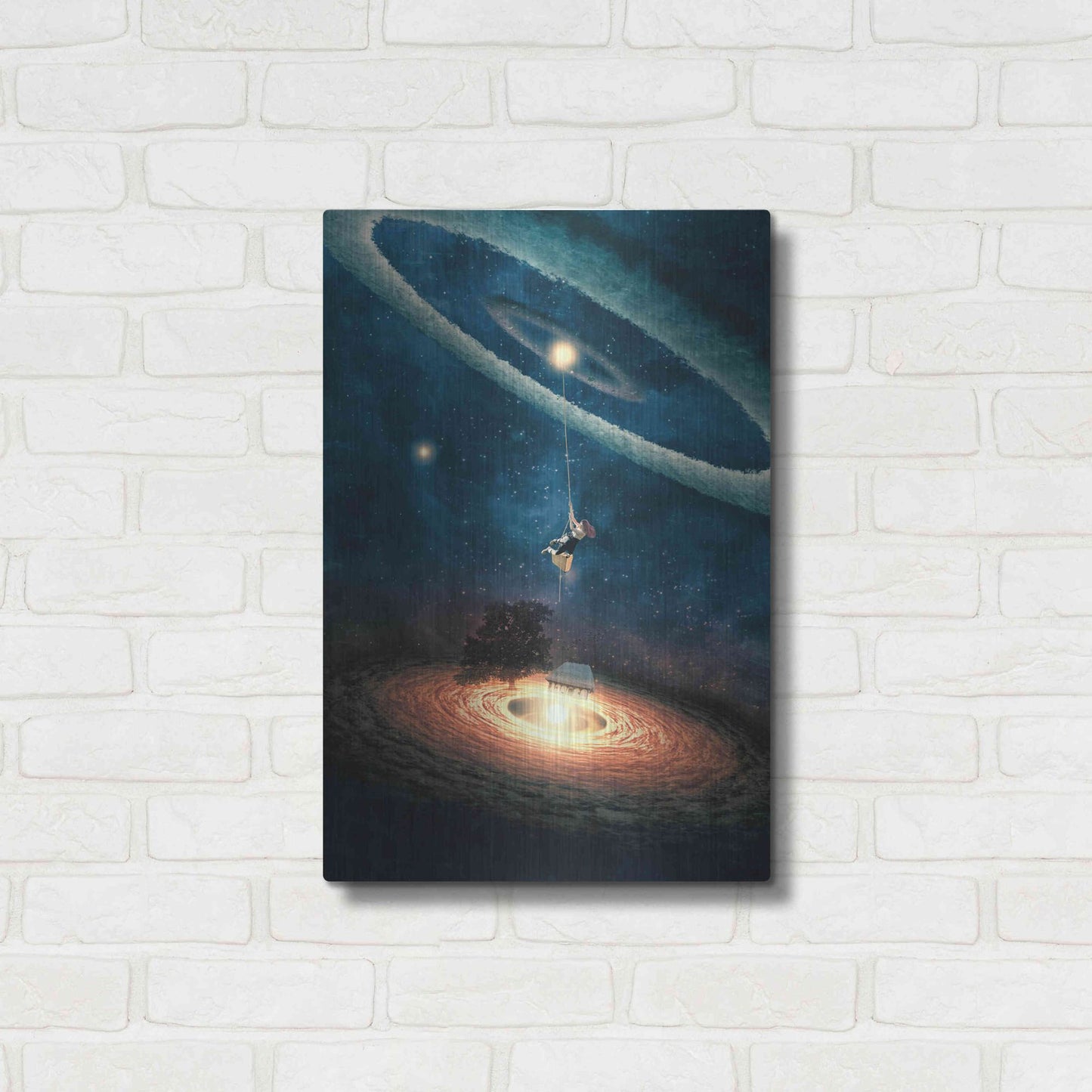 Luxe Metal Art 'My Dream House in Another Galaxy' by Paula Belle Flores, Metal Wall Art,16x24