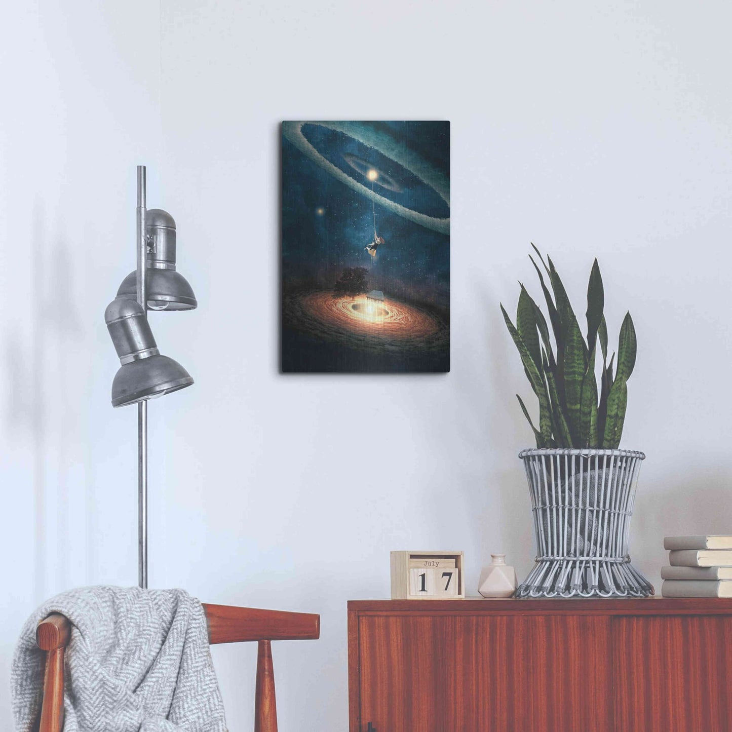 Luxe Metal Art 'My Dream House in Another Galaxy' by Paula Belle Flores, Metal Wall Art,16x24