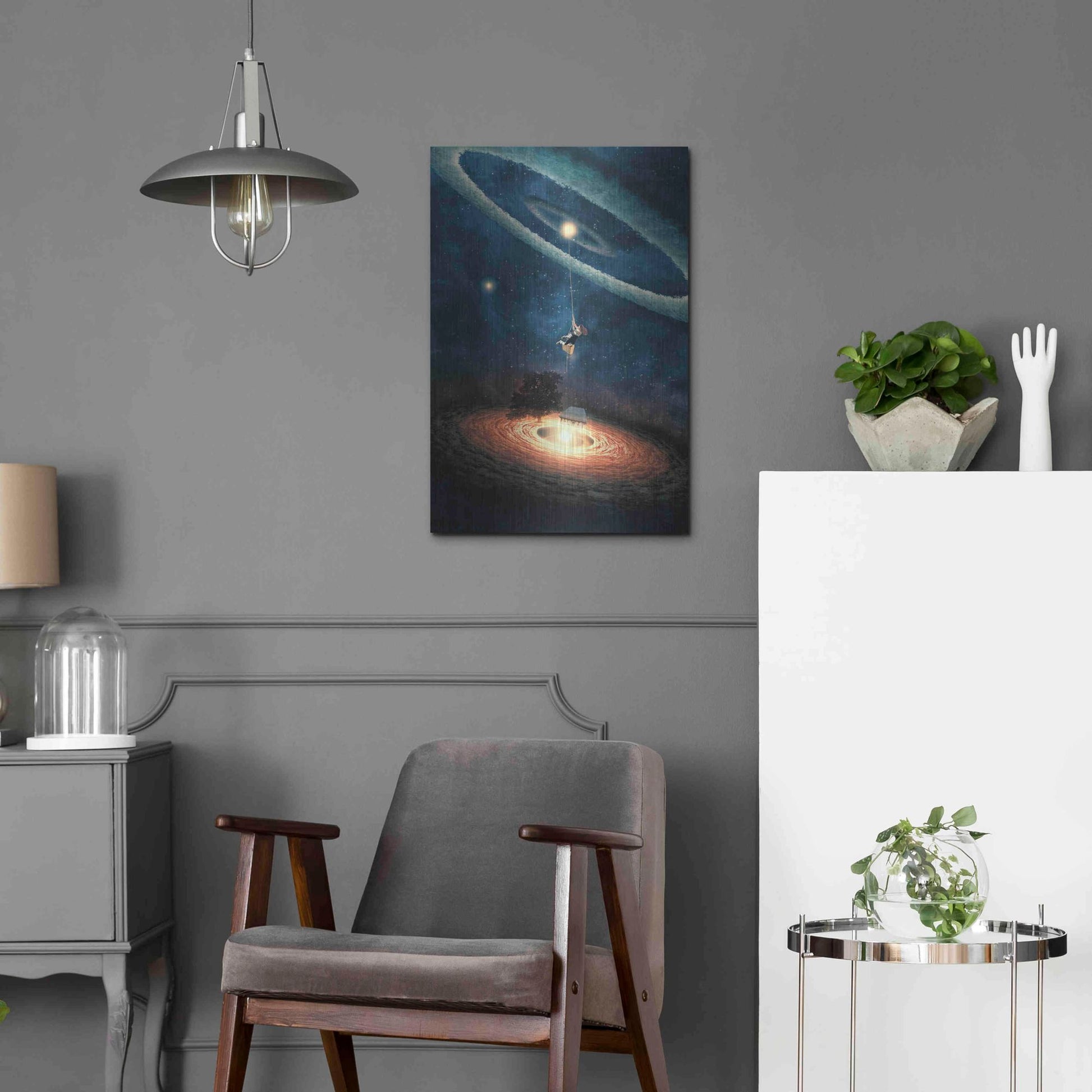 Luxe Metal Art 'My Dream House in Another Galaxy' by Paula Belle Flores, Metal Wall Art,16x24