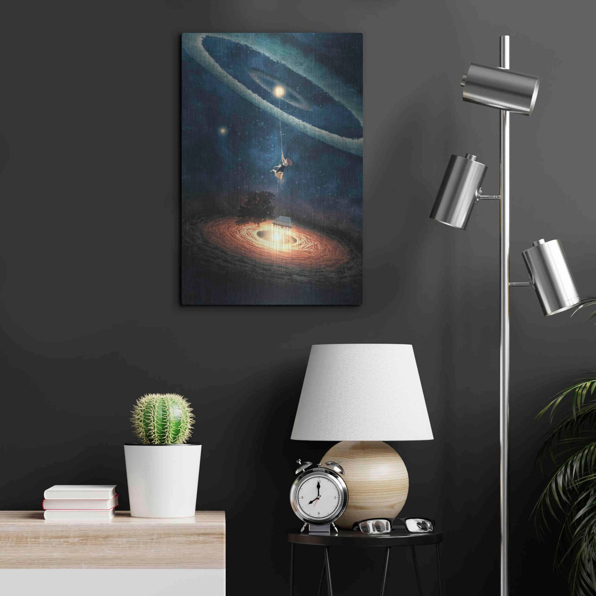 Luxe Metal Art 'My Dream House in Another Galaxy' by Paula Belle Flores, Metal Wall Art,16x24