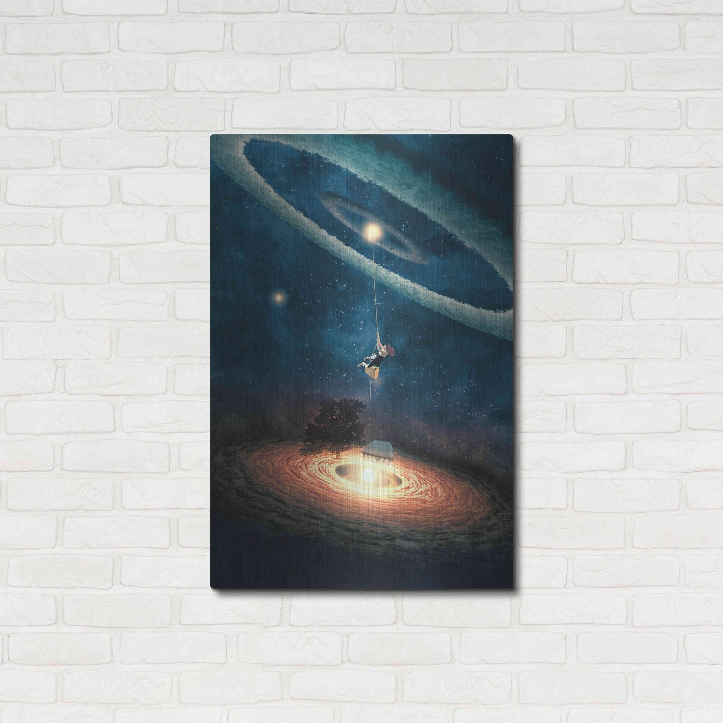 Luxe Metal Art 'My Dream House in Another Galaxy' by Paula Belle Flores, Metal Wall Art,24x36