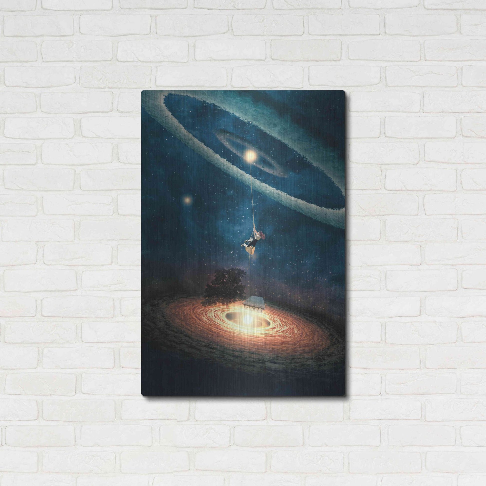 Luxe Metal Art 'My Dream House in Another Galaxy' by Paula Belle Flores, Metal Wall Art,24x36