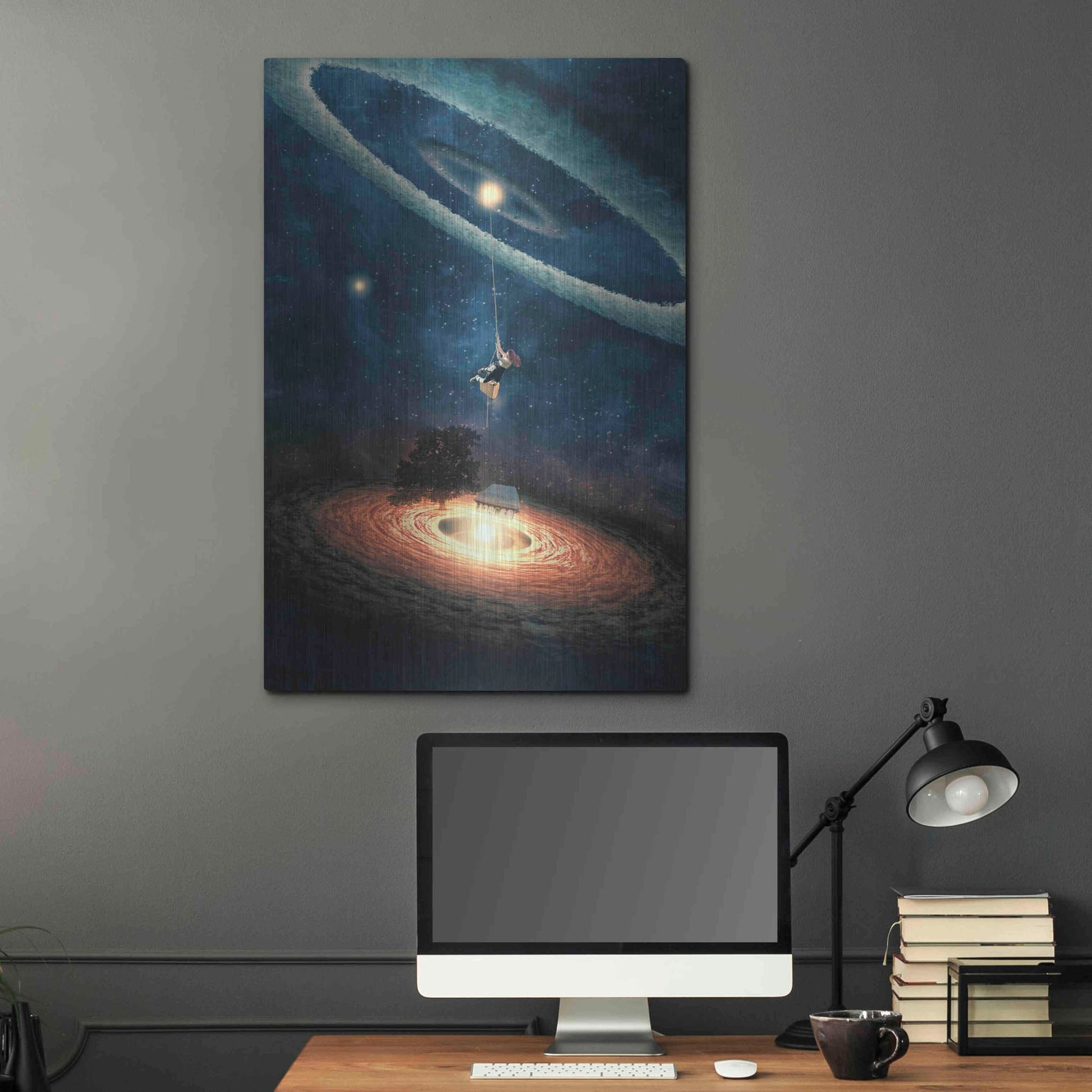 Luxe Metal Art 'My Dream House in Another Galaxy' by Paula Belle Flores, Metal Wall Art,24x36