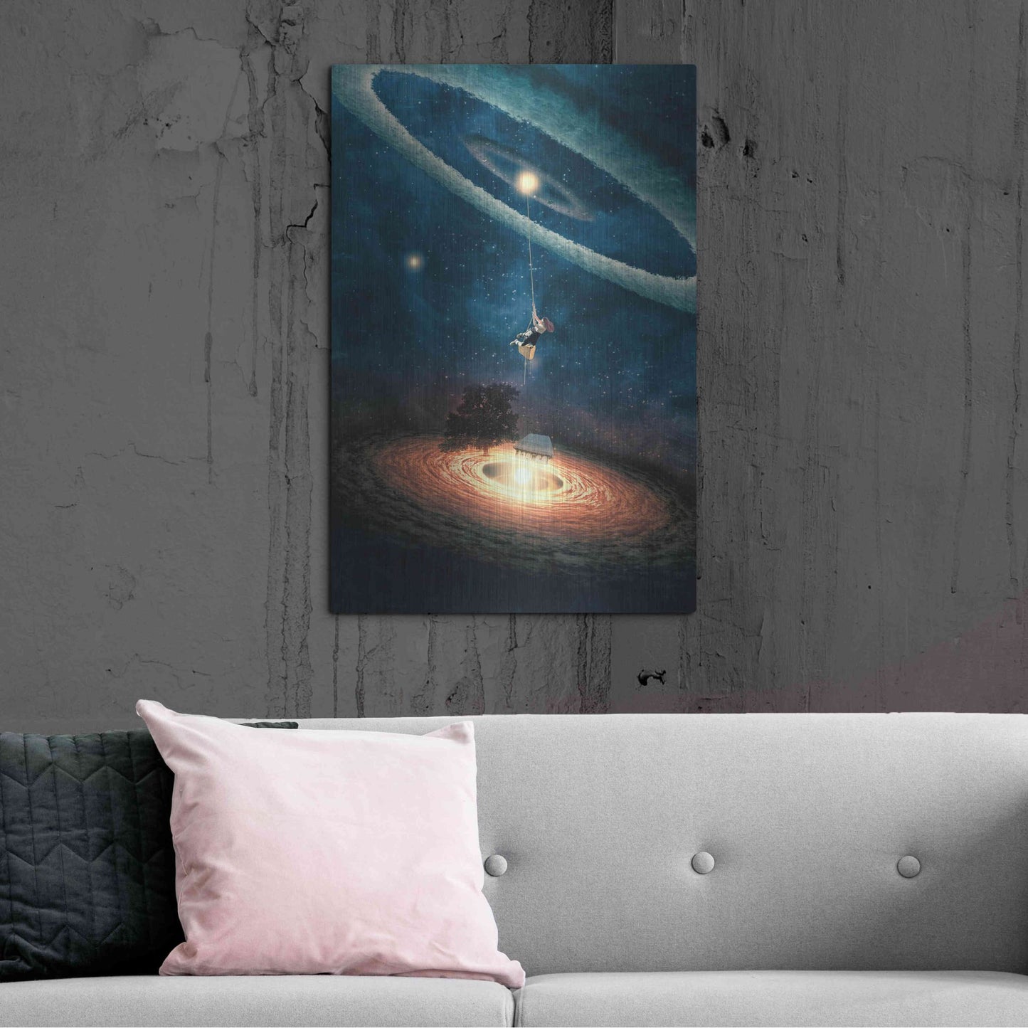 Luxe Metal Art 'My Dream House in Another Galaxy' by Paula Belle Flores, Metal Wall Art,24x36