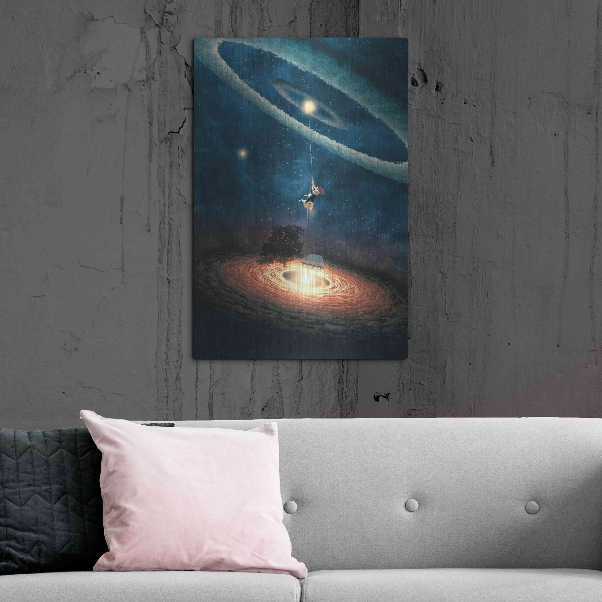 Luxe Metal Art 'My Dream House in Another Galaxy' by Paula Belle Flores, Metal Wall Art,24x36