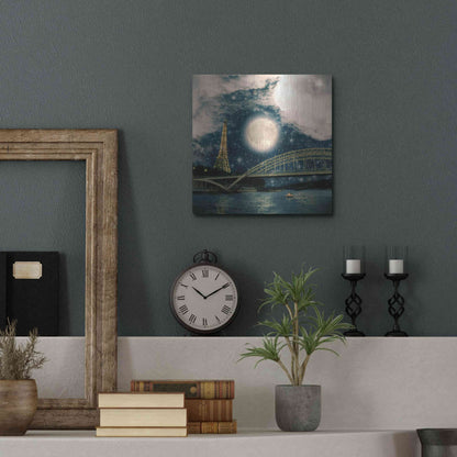 Luxe Metal Art 'One Starry Night in Paris' by Paula Belle Flores, Metal Wall Art,12x12