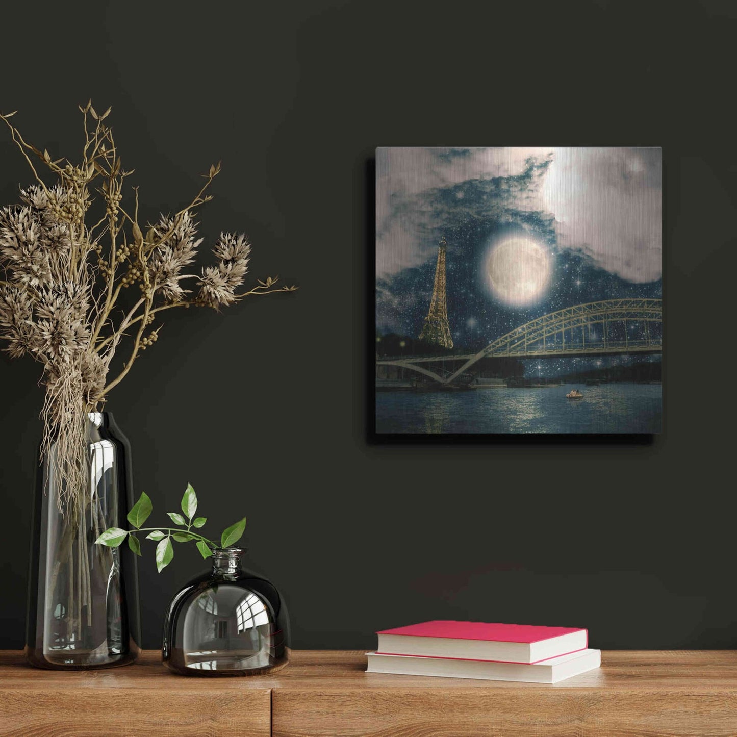 Luxe Metal Art 'One Starry Night in Paris' by Paula Belle Flores, Metal Wall Art,12x12