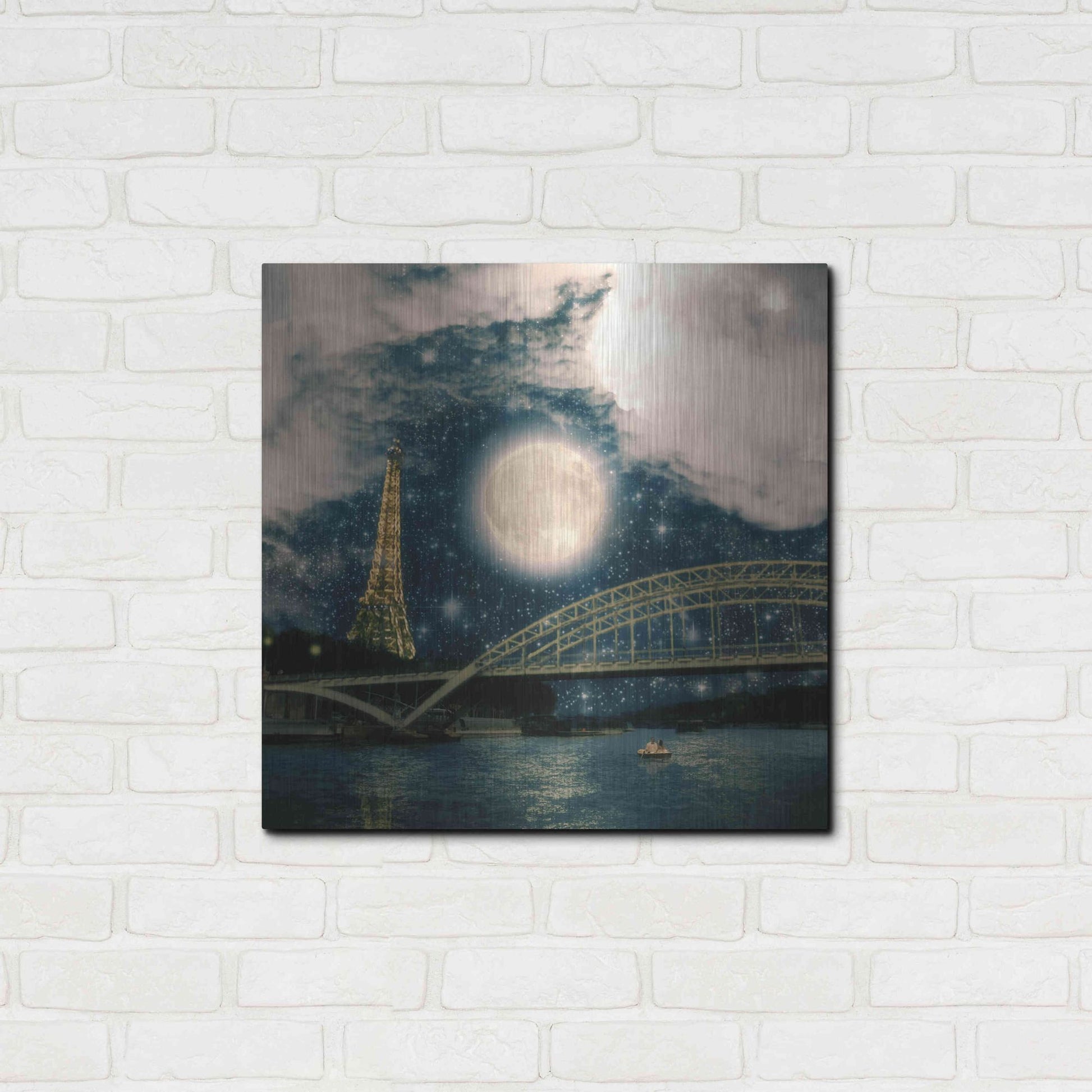 Luxe Metal Art 'One Starry Night in Paris' by Paula Belle Flores, Metal Wall Art,24x24