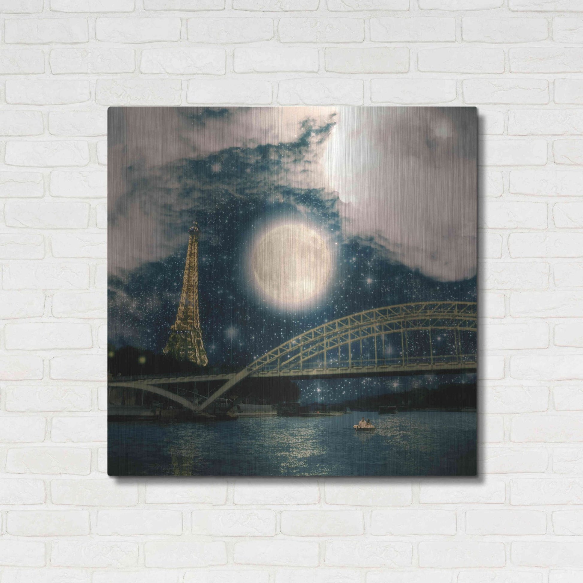 Luxe Metal Art 'One Starry Night in Paris' by Paula Belle Flores, Metal Wall Art,36x36