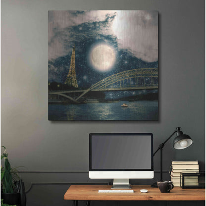 Luxe Metal Art 'One Starry Night in Paris' by Paula Belle Flores, Metal Wall Art,36x36