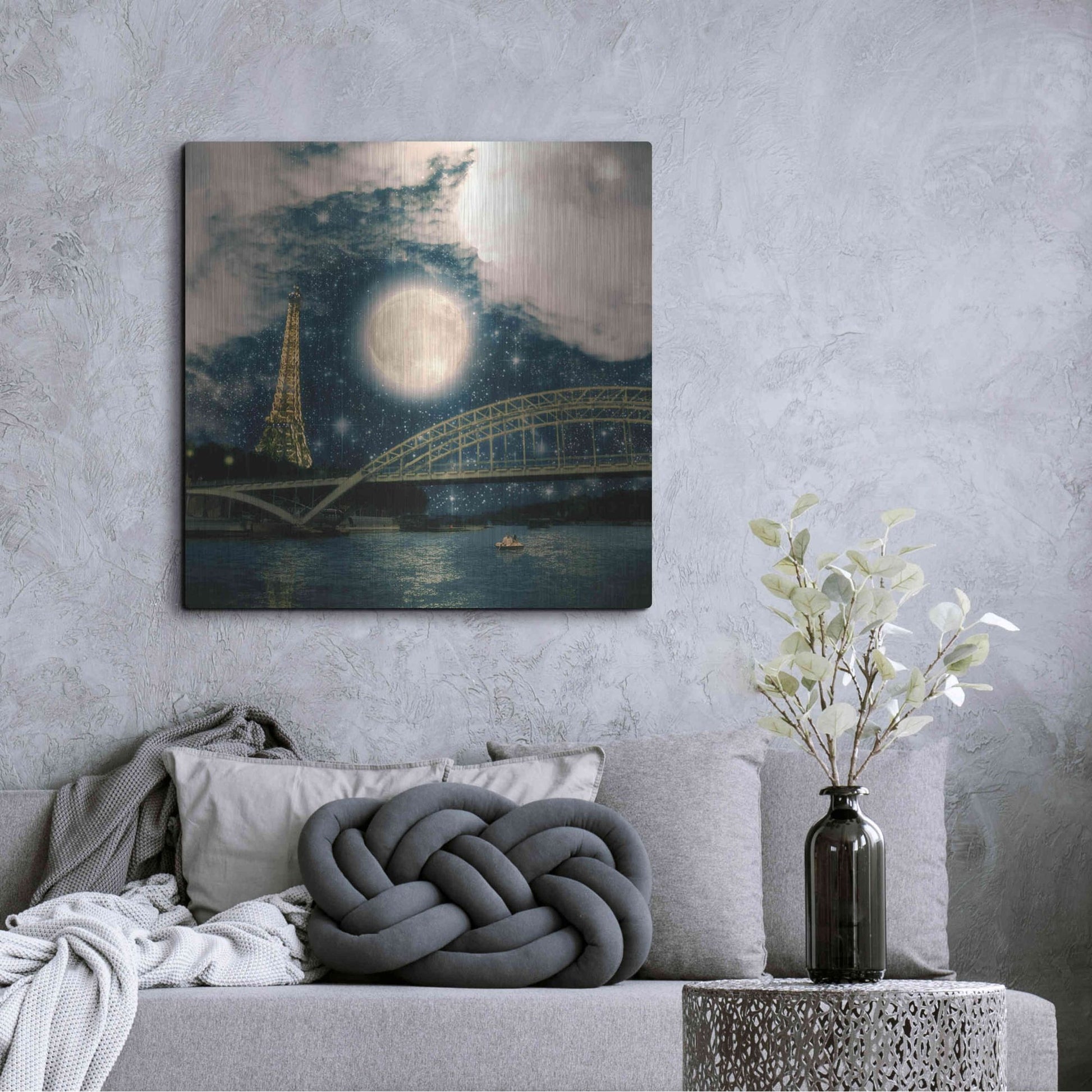 Luxe Metal Art 'One Starry Night in Paris' by Paula Belle Flores, Metal Wall Art,36x36