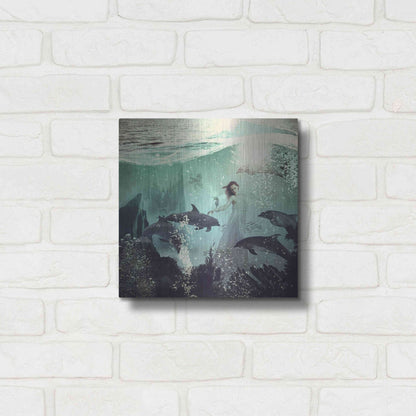Luxe Metal Art 'The Sea Unicorn Lady' by Paula Belle Flores, Metal Wall Art,12x12