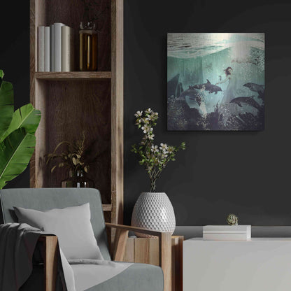 Luxe Metal Art 'The Sea Unicorn Lady' by Paula Belle Flores, Metal Wall Art,24x24