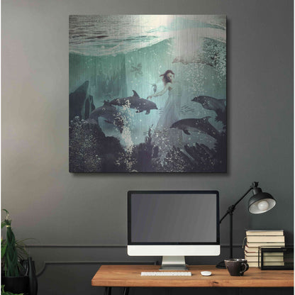 Luxe Metal Art 'The Sea Unicorn Lady' by Paula Belle Flores, Metal Wall Art,36x36