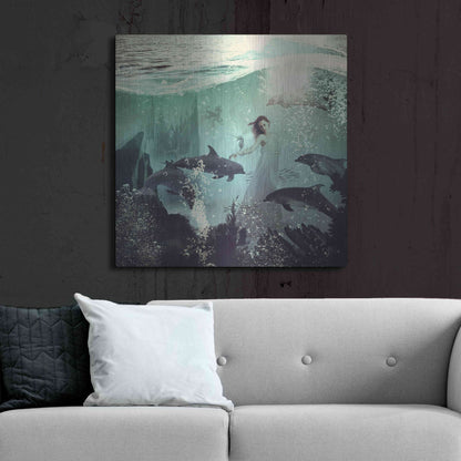 Luxe Metal Art 'The Sea Unicorn Lady' by Paula Belle Flores, Metal Wall Art,36x36
