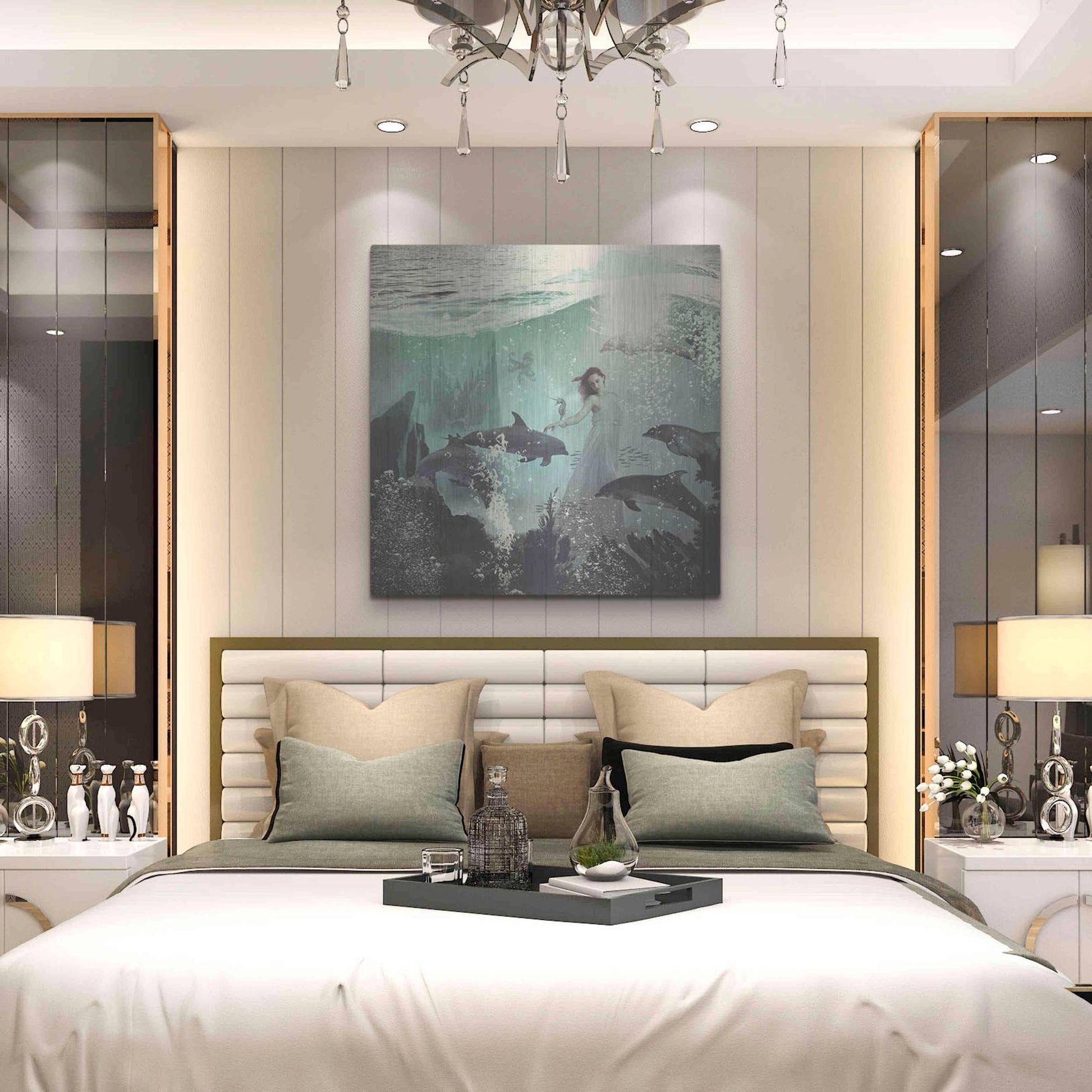 Luxe Metal Art 'The Sea Unicorn Lady' by Paula Belle Flores, Metal Wall Art,36x36