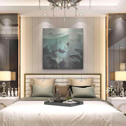 Luxe Metal Art 'The Sea Unicorn Lady' by Paula Belle Flores, Metal Wall Art,36x36