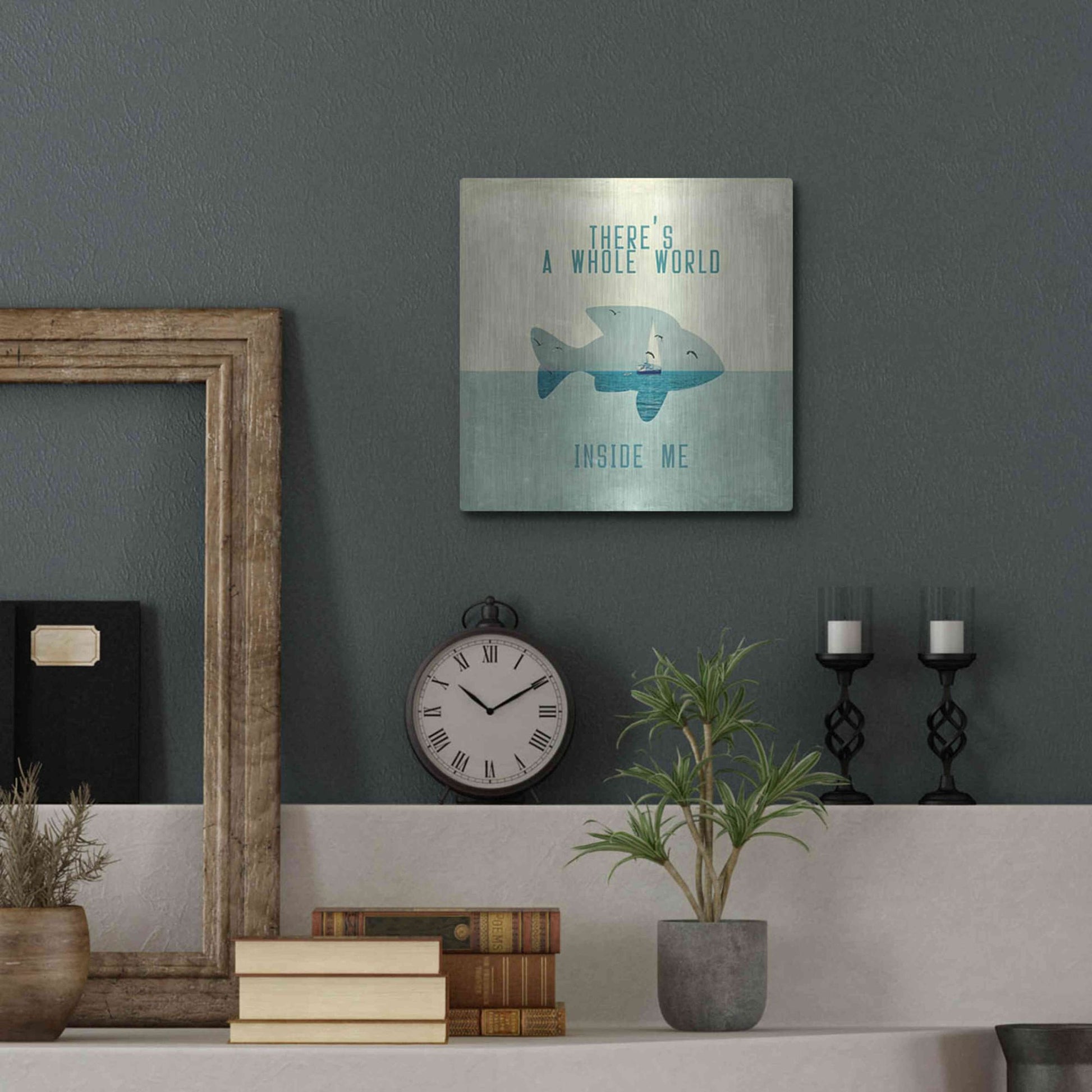 Luxe Metal Art 'There Is A World Inside of Me' by Paula Belle Flores, Metal Wall Art,12x12