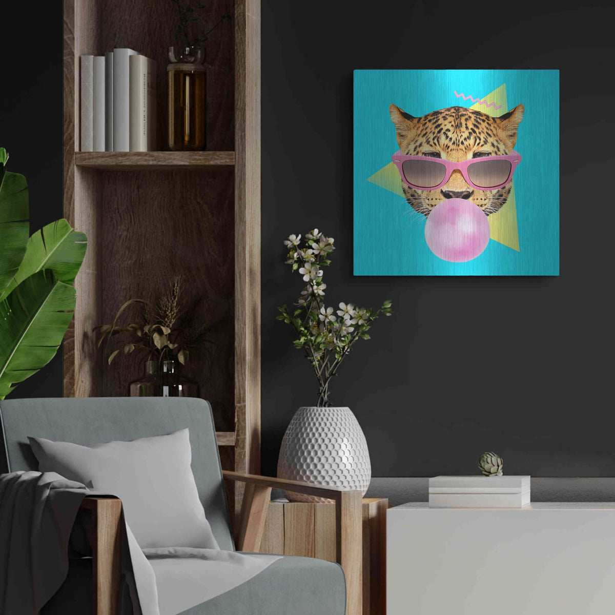 'Bubble Gum' by Robert Farkas – Metal Wall Art, 24x24 room view
