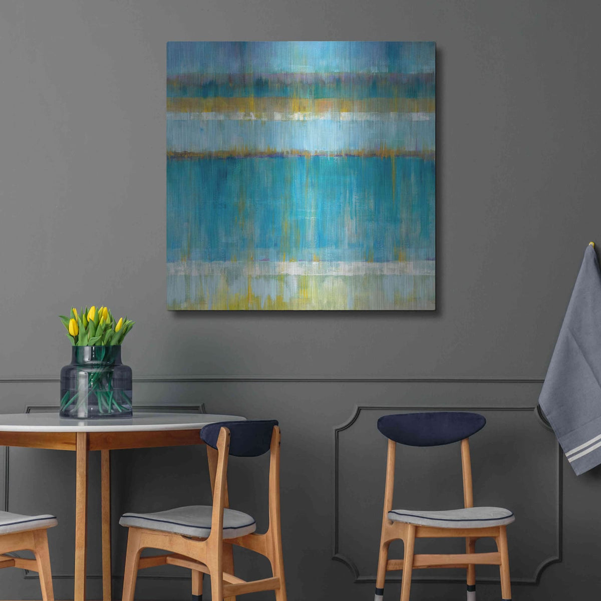 'Abstract Stripes' by Danhui Nai – Metal Wall Art, 36x36 room view