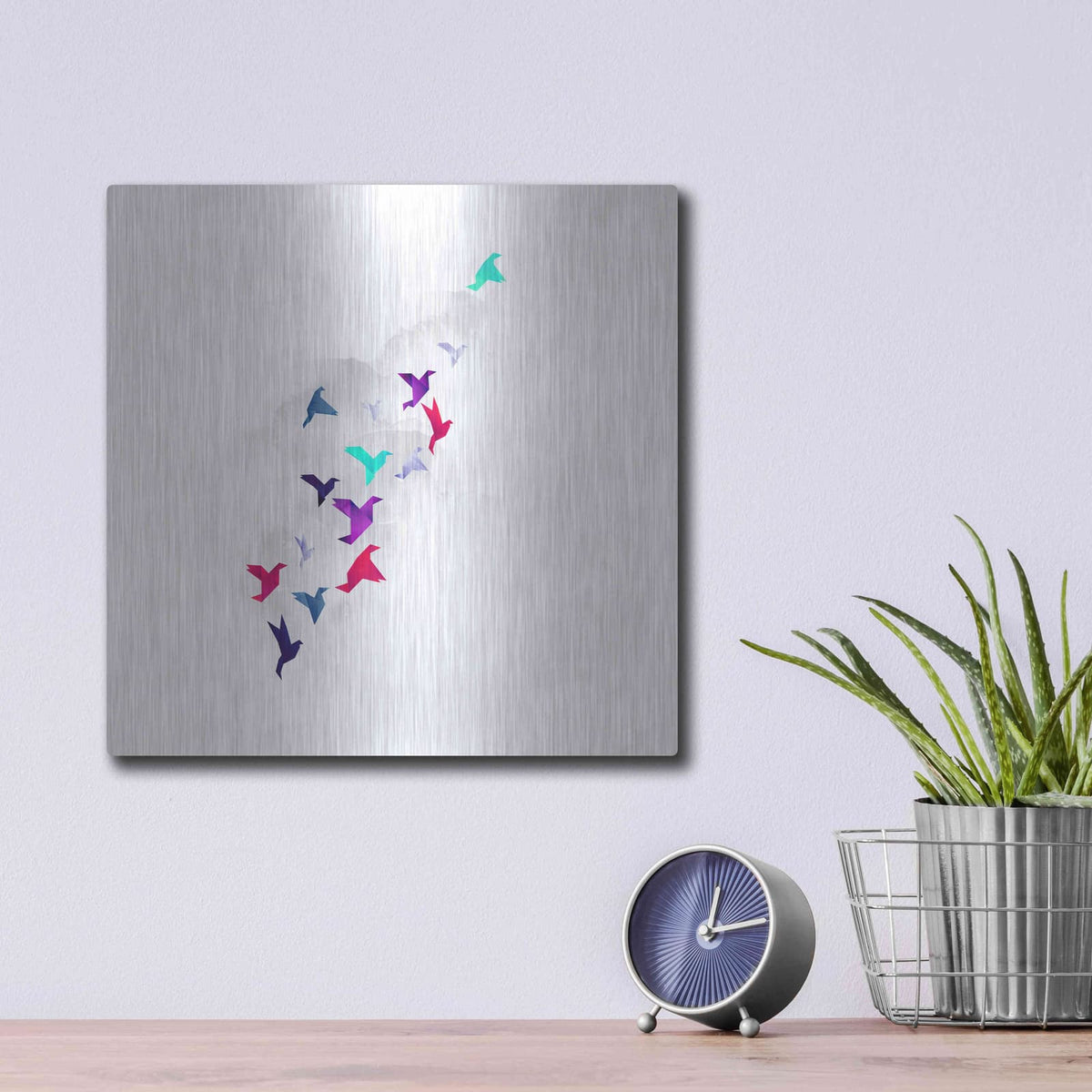 'Paper Birds' by Robert Farkas – Metal Wall Art, 12x12 room view