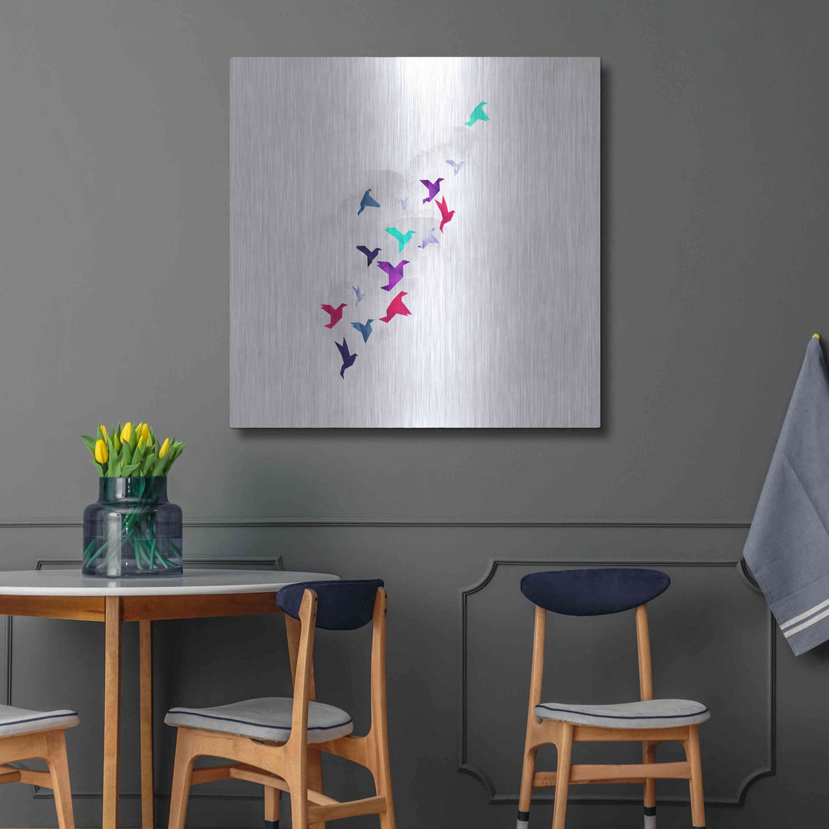 'Paper Birds' by Robert Farkas – Metal Wall Art, 36x36 room view