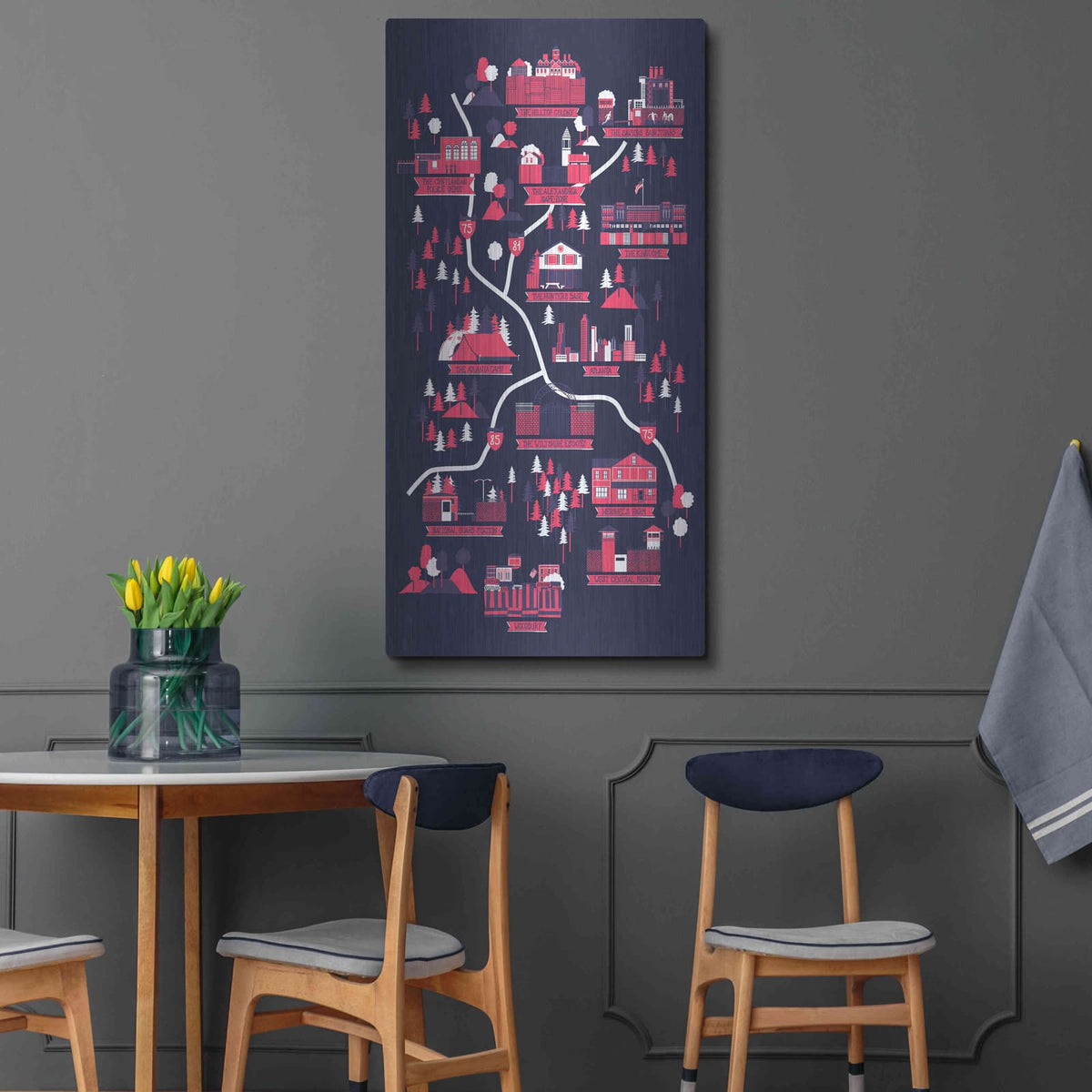 'The Walking Dead Map' by Robert Farkas – Metal Wall Art, 24x48 room view