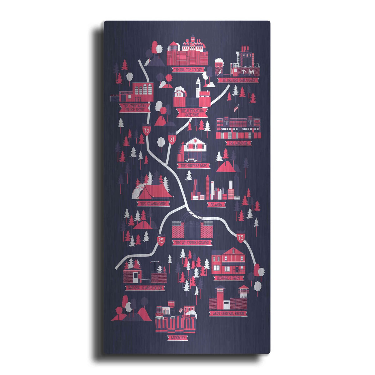 'The Walking Dead Map' by Robert Farkas – Metal Wall Art