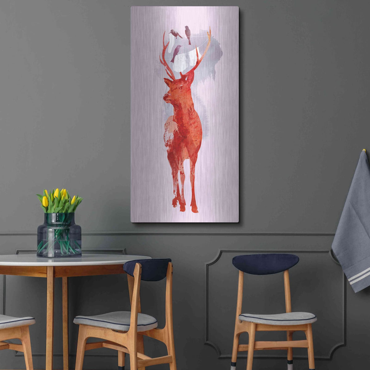 'Useless Deer' by Robert Farkas – Metal Wall Art, 24x48 room view