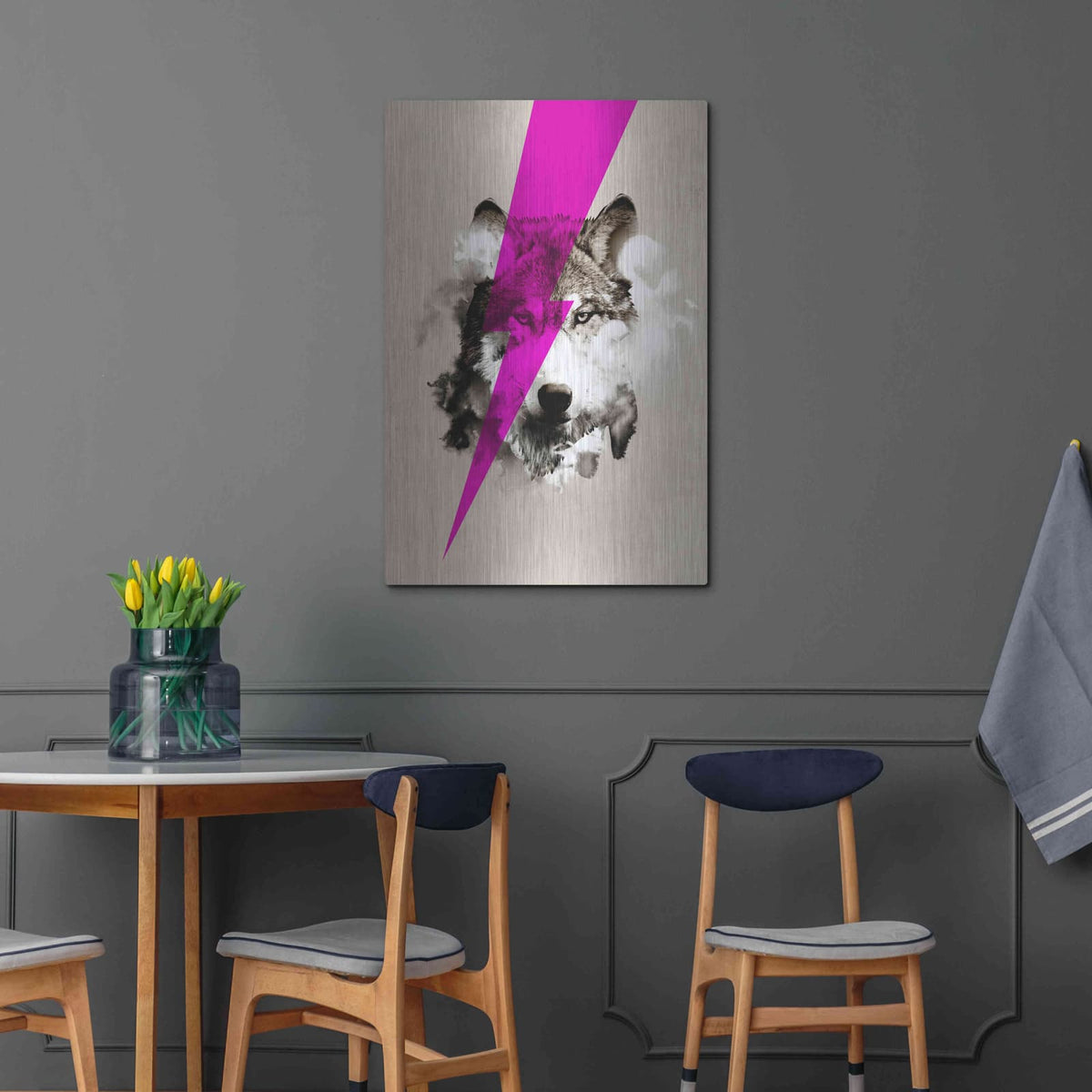 'Wolf Rocks' by Robert Farkas – Metal Wall Art, 24x36 room view