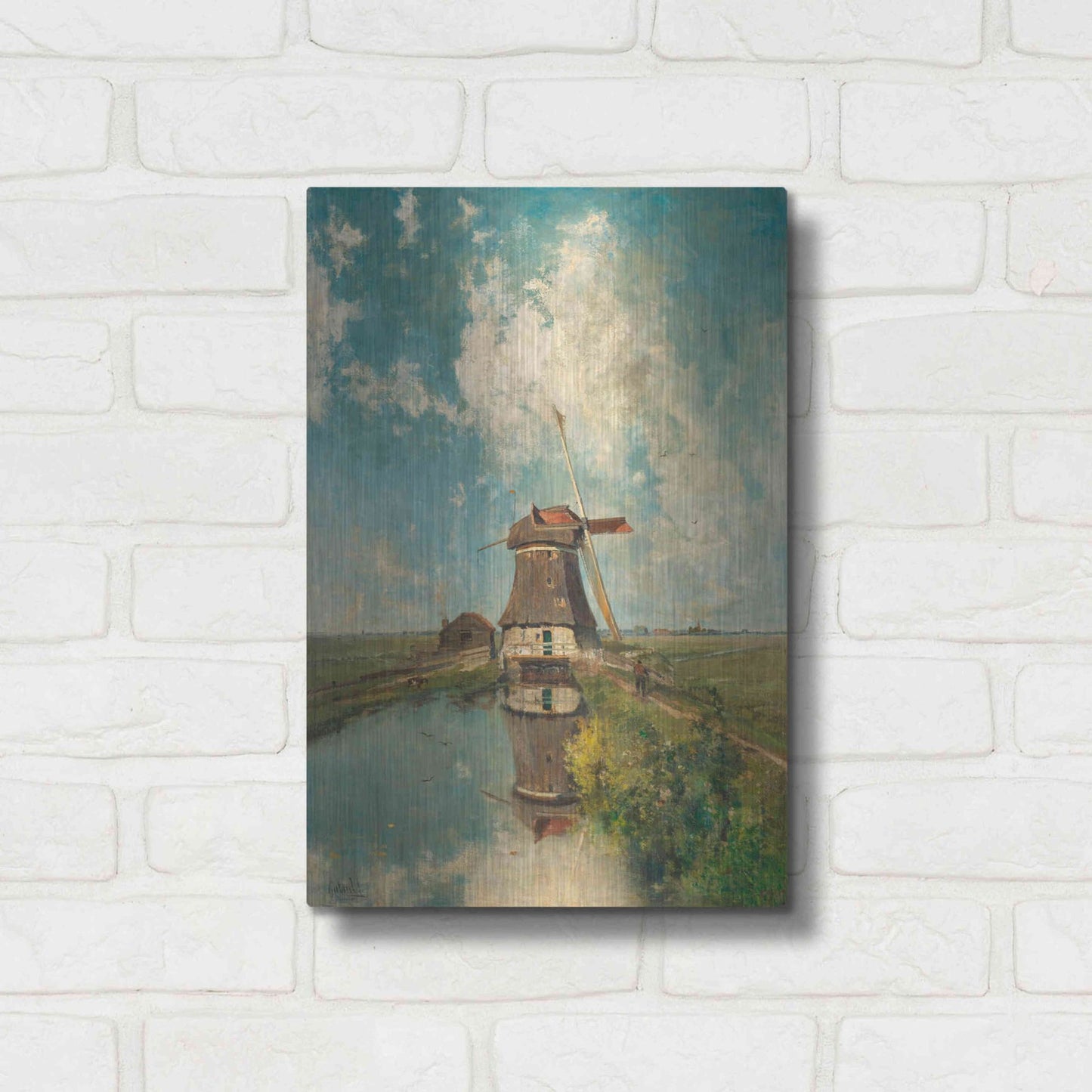 Luxe Metal Art 'A Windmill on a Polder Waterway  c. 1889' by Gabriel, Metal Wall Art,12x16