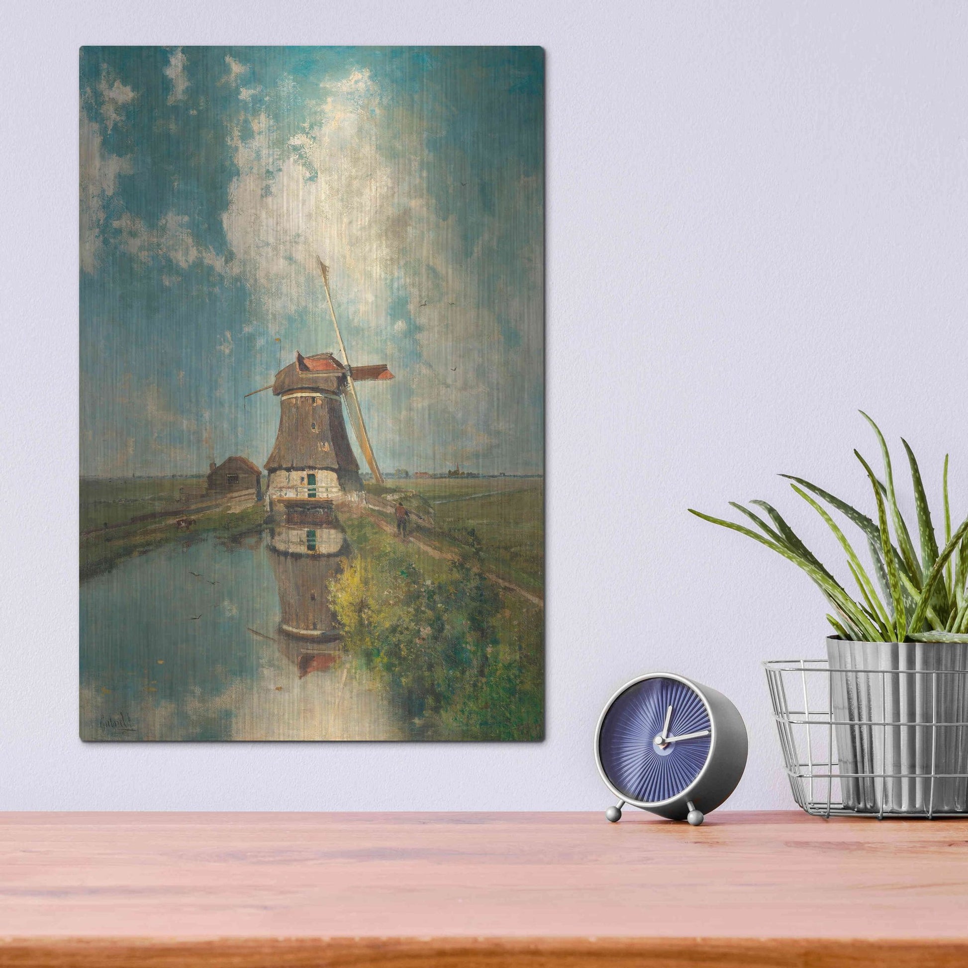 Luxe Metal Art 'A Windmill on a Polder Waterway  c. 1889' by Gabriel, Metal Wall Art,12x16