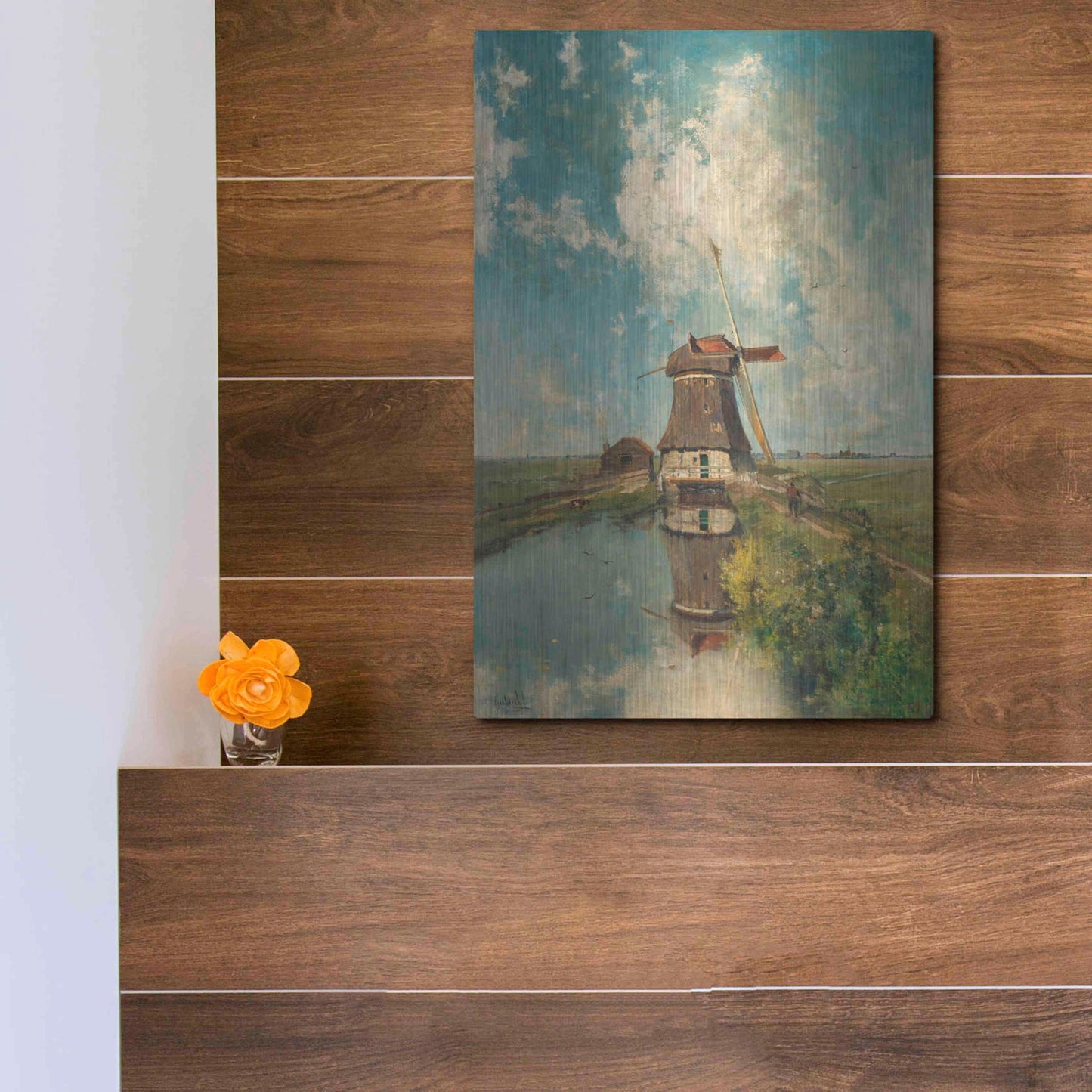 Luxe Metal Art 'A Windmill on a Polder Waterway  c. 1889' by Gabriel, Metal Wall Art,12x16