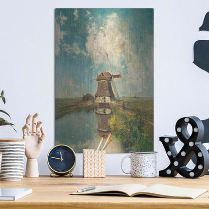 Luxe Metal Art 'A Windmill on a Polder Waterway  c. 1889' by Gabriel, Metal Wall Art,12x16