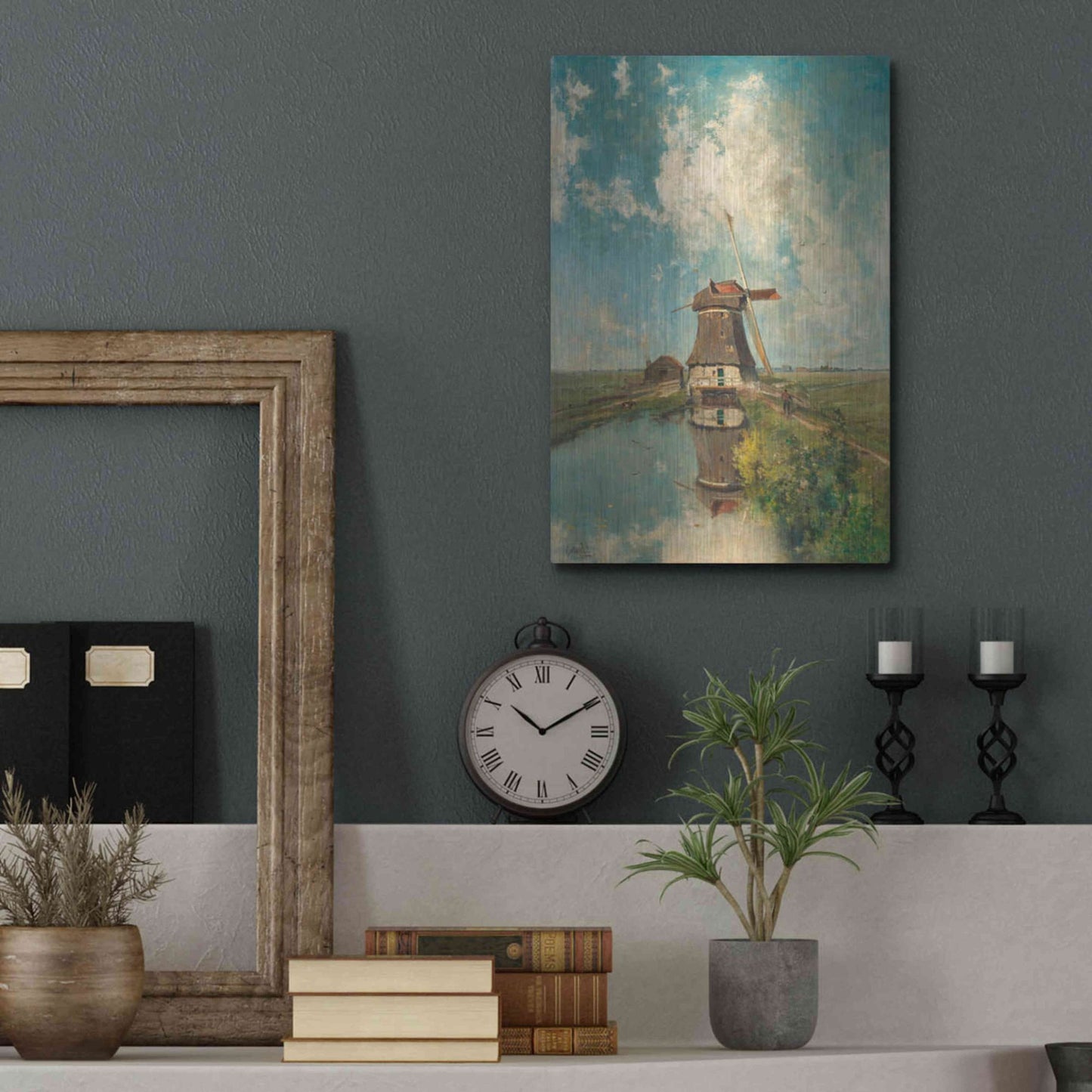 Luxe Metal Art 'A Windmill on a Polder Waterway  c. 1889' by Gabriel, Metal Wall Art,12x16