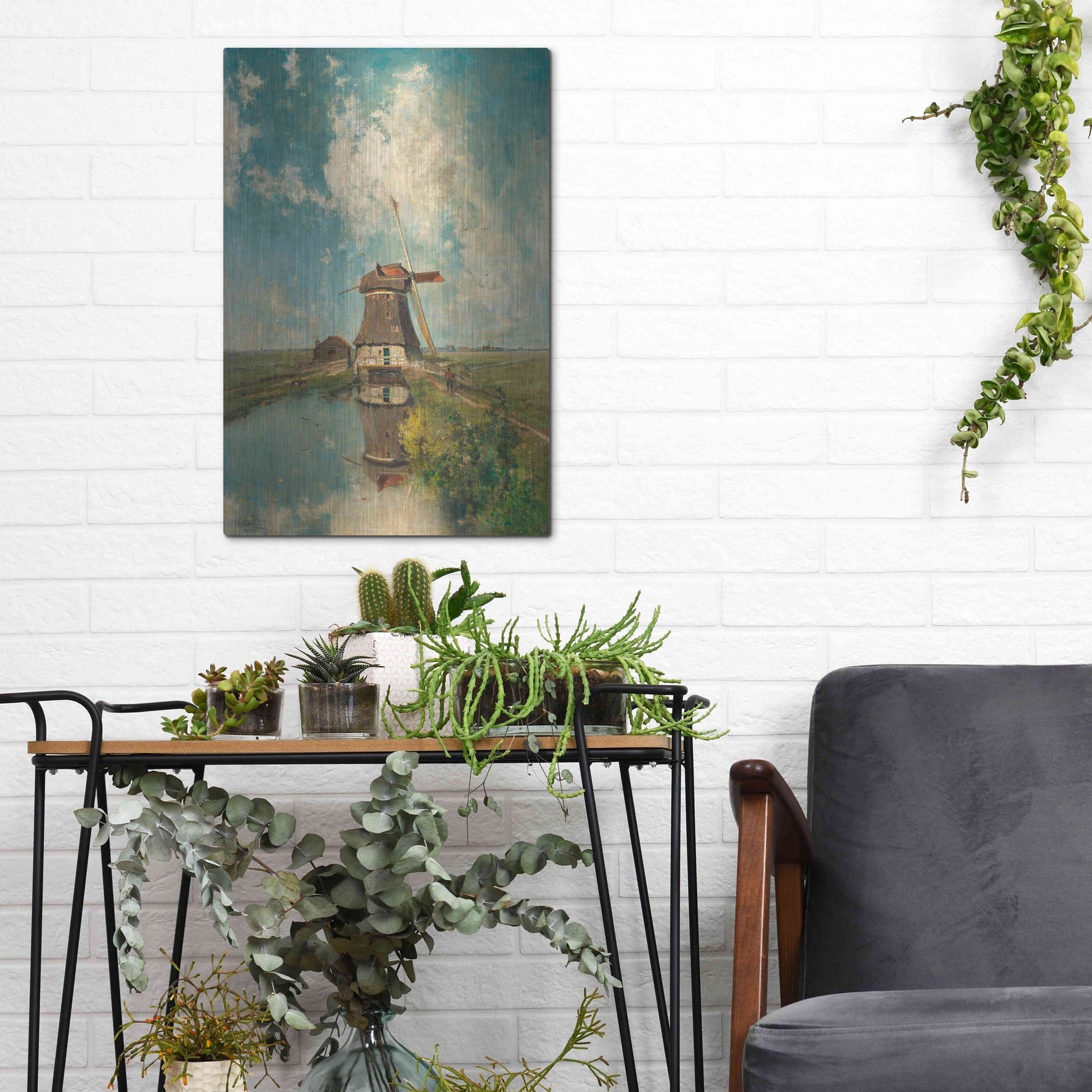 Luxe Metal Art 'A Windmill on a Polder Waterway  c. 1889' by Gabriel, Metal Wall Art,12x16