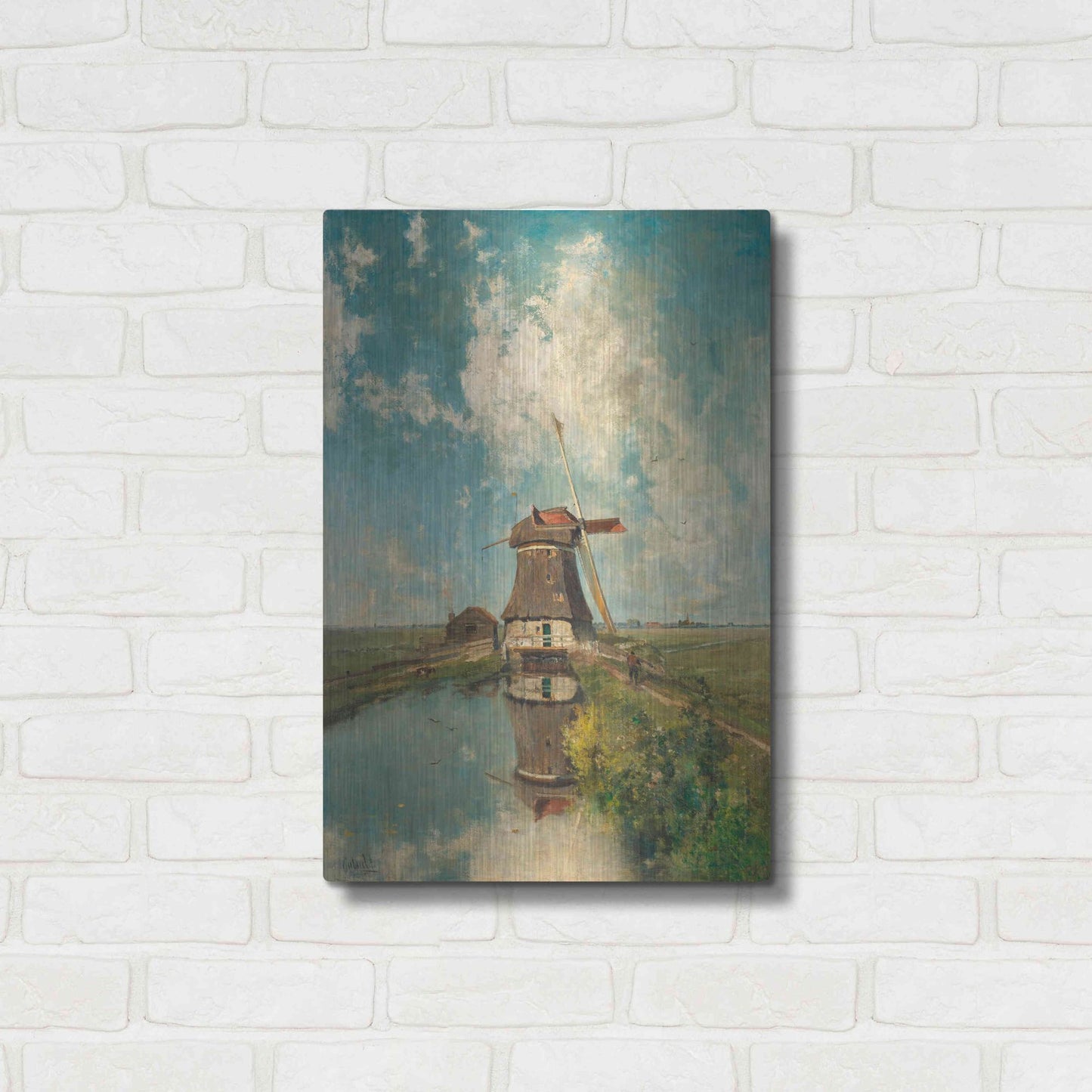 Luxe Metal Art 'A Windmill on a Polder Waterway  c. 1889' by Gabriel, Metal Wall Art,16x24
