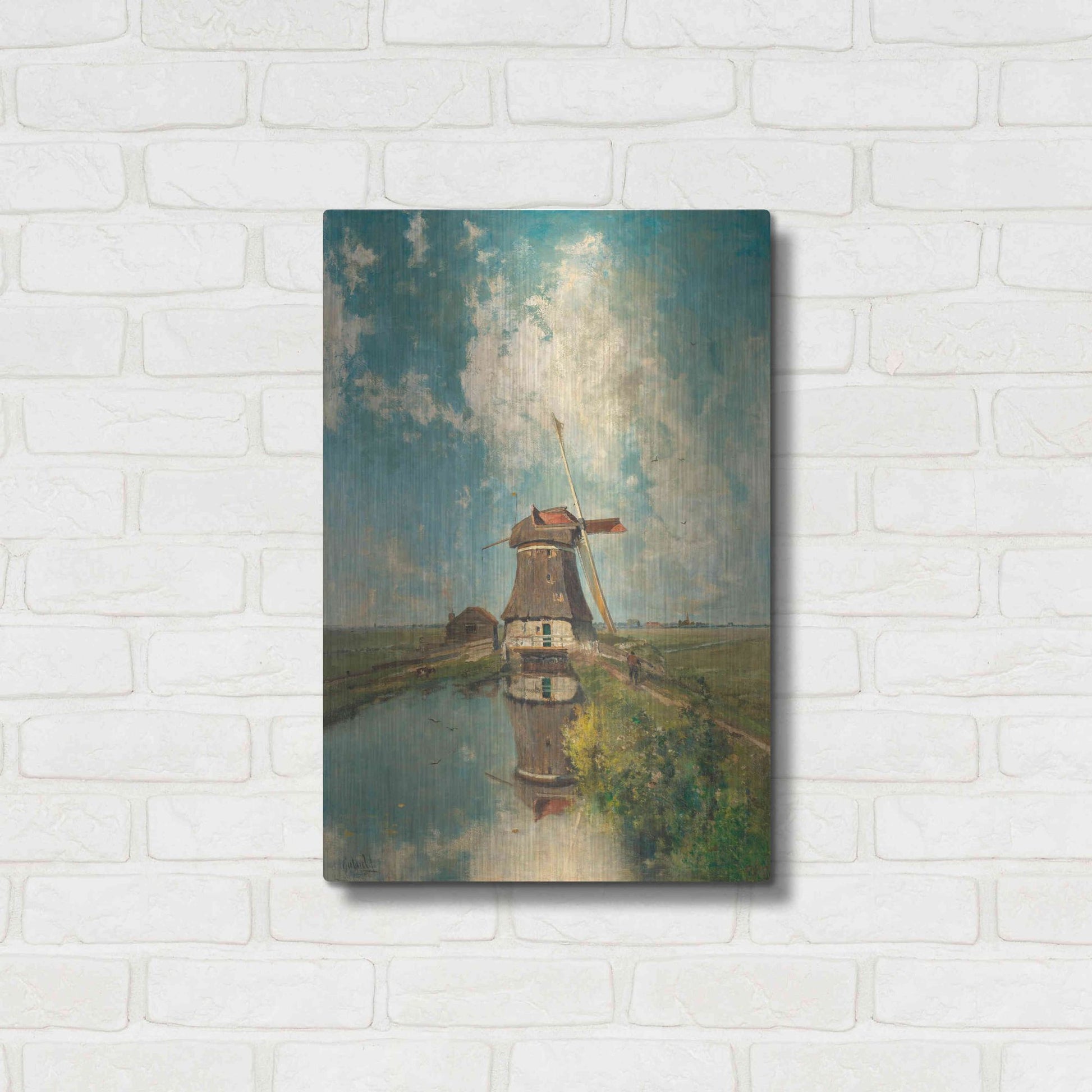 Luxe Metal Art 'A Windmill on a Polder Waterway  c. 1889' by Gabriel, Metal Wall Art,16x24