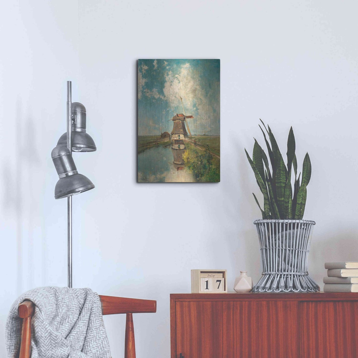 Luxe Metal Art 'A Windmill on a Polder Waterway  c. 1889' by Gabriel, Metal Wall Art,16x24