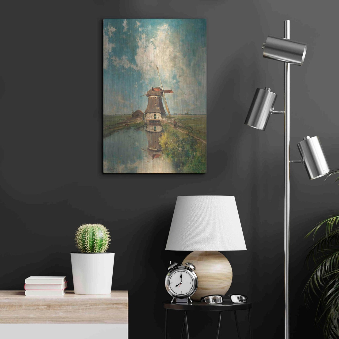 Luxe Metal Art 'A Windmill on a Polder Waterway  c. 1889' by Gabriel, Metal Wall Art,16x24