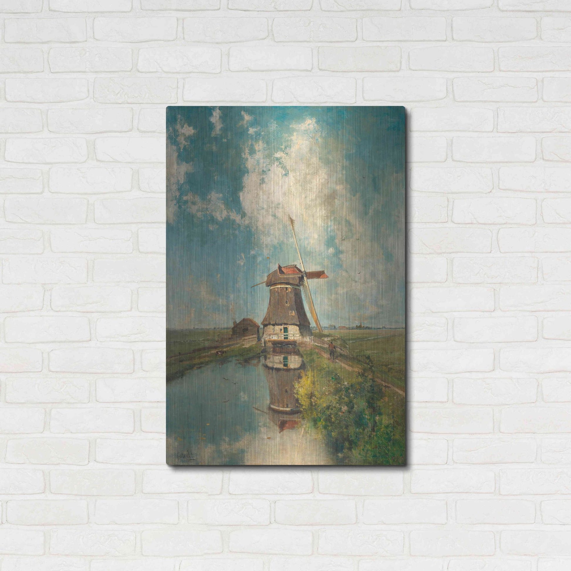 Luxe Metal Art 'A Windmill on a Polder Waterway  c. 1889' by Gabriel, Metal Wall Art,24x36