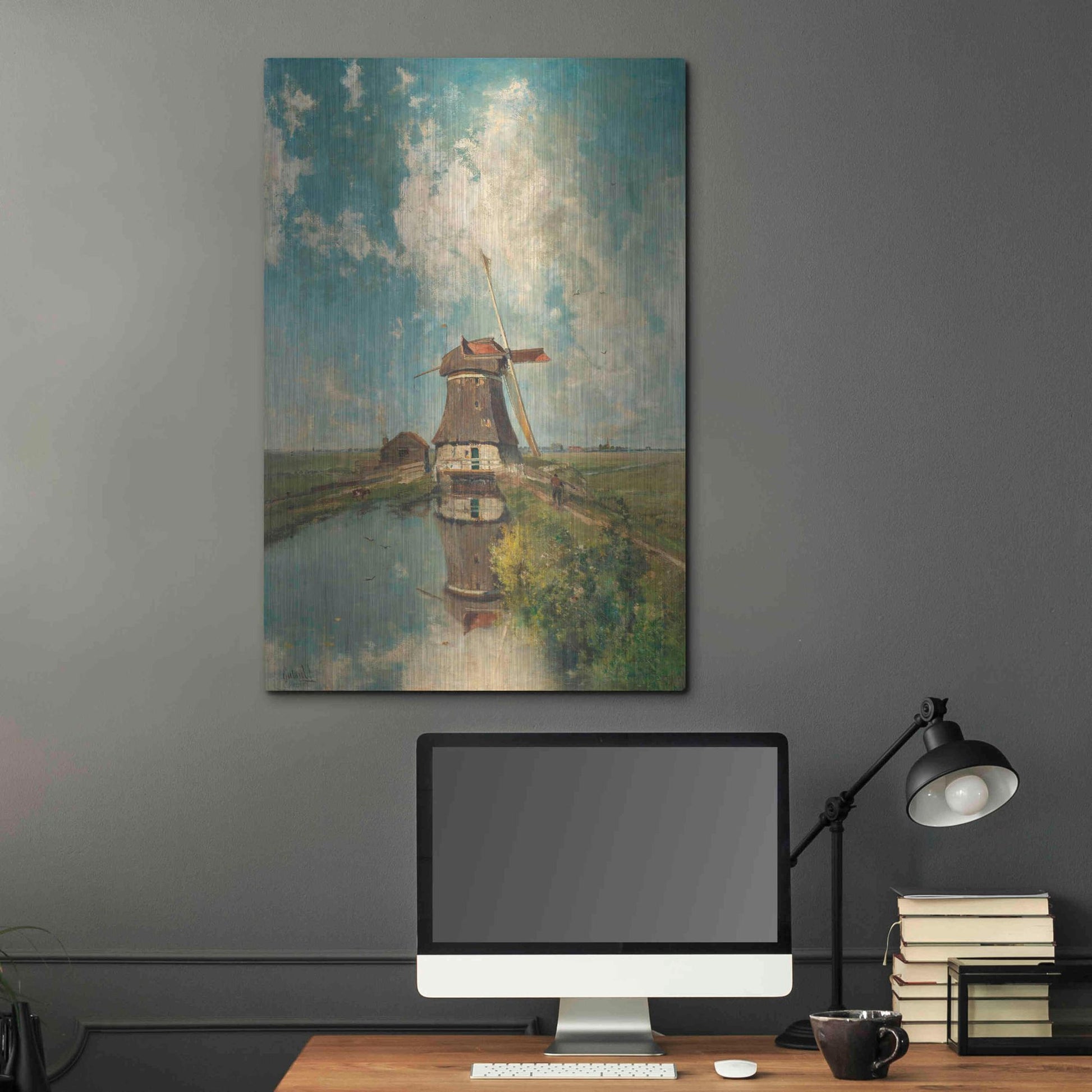 Luxe Metal Art 'A Windmill on a Polder Waterway  c. 1889' by Gabriel, Metal Wall Art,24x36