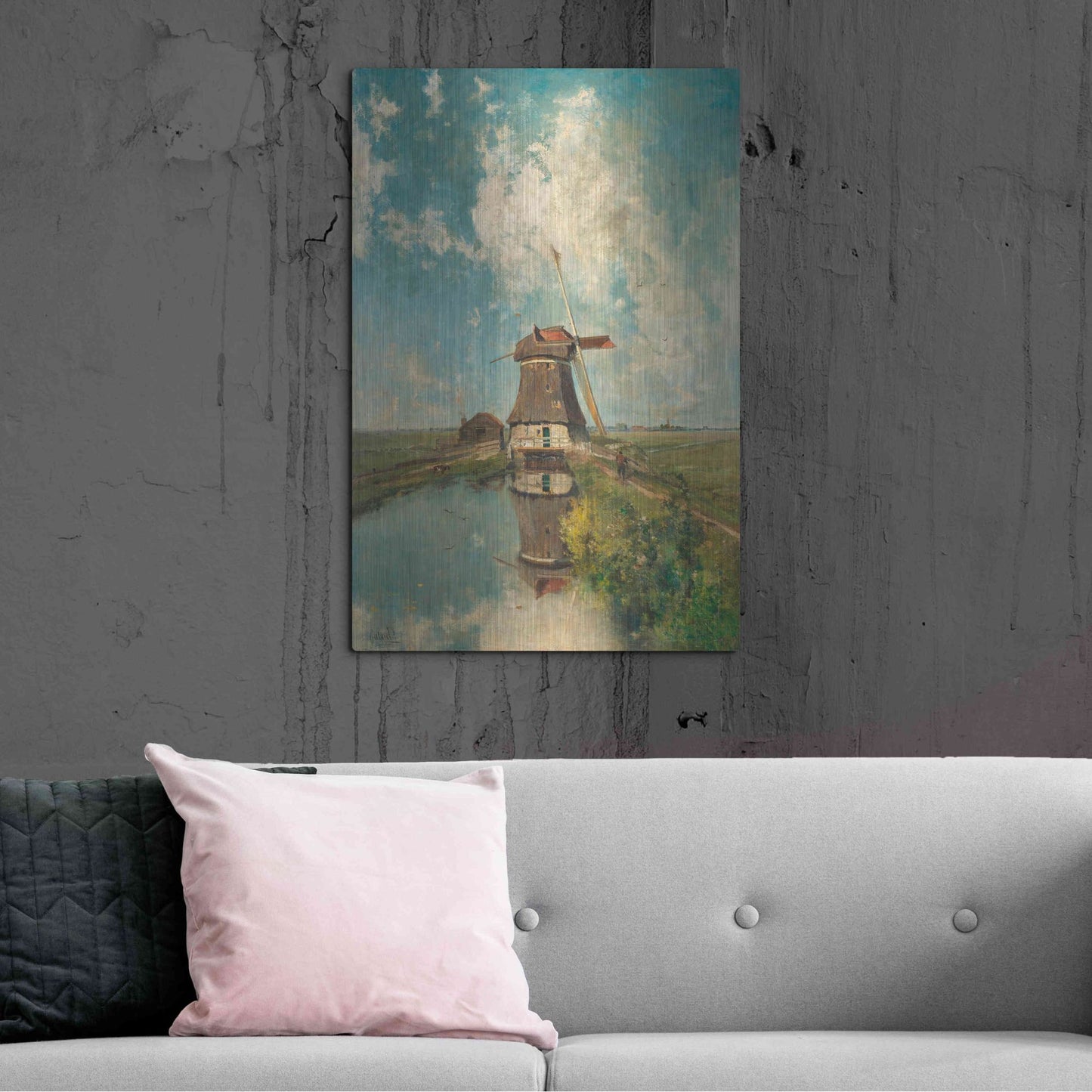 Luxe Metal Art 'A Windmill on a Polder Waterway  c. 1889' by Gabriel, Metal Wall Art,24x36