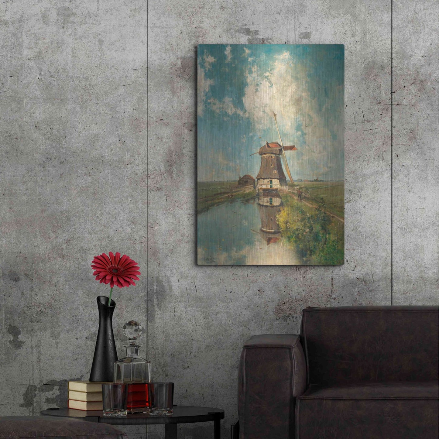 Luxe Metal Art 'A Windmill on a Polder Waterway  c. 1889' by Gabriel, Metal Wall Art,24x36